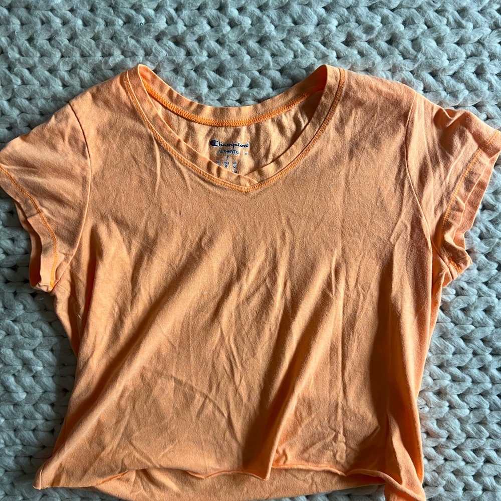 Champion Orange Short Sleeve V-Neck Tee